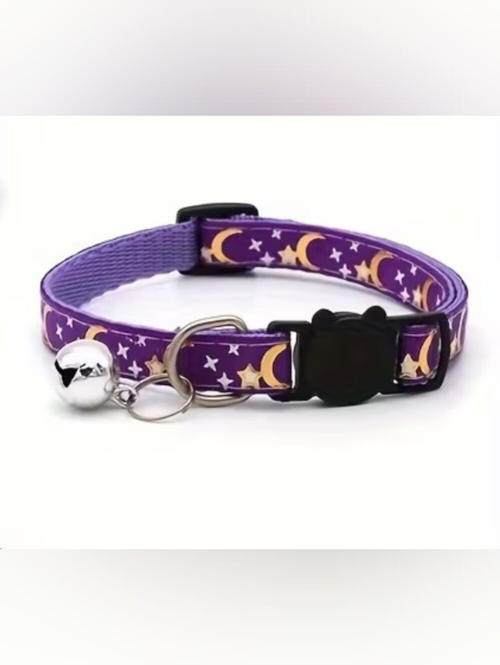 Purple Moon & Stars Cat Collar with Bell